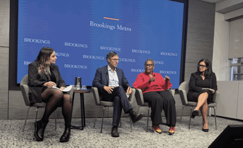 Jens Ludwig, along with panelists Karen Freeman-Wilson, president and CEO of the Chicago Urban League, and Prema Katari Gupta, president and CEO of Philadelphia’s Center City District